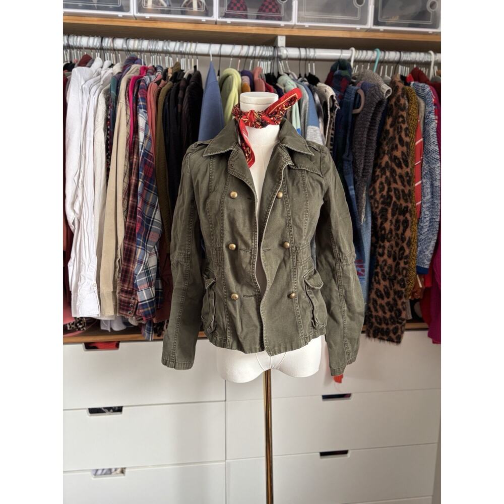 Y2K VIntage Delia's Jacket Bomber Size Small Green Combat Coat